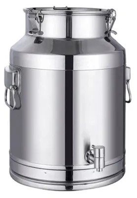 Edelstahl-Milchkanne 14 l mit Hahn und versiegeltem Deckel