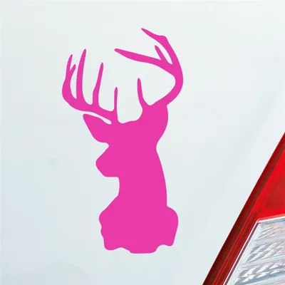 Produktbild von Auto Aufkleber Hirsch Geweih Jäger Wild Tier Rudi 12x6,5 cm Pink Sticker Heckscheibenaufkleber