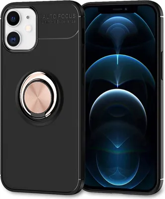 Produktbild von NALIA Ring Handyhülle für iPhone 12 / iPhone 12 Pro, Handy Cover Case Schutz Etui TPU Rose Gold