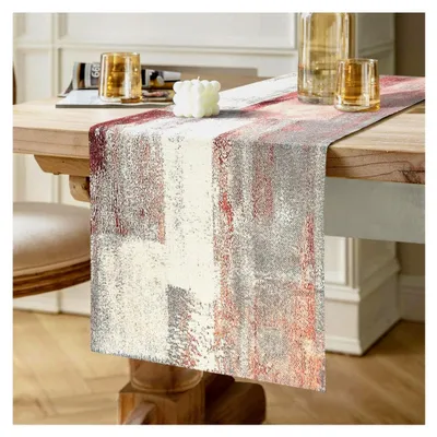 Produktbild von Tischläufer Hochzeit Leinen Doppelschicht Rosa und Grau 40 x 140 cm