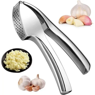 Produktbild von Knoblauchpresse aus Edelstahl für die Küche - Einfaches Ausdrücken von Knoblauch und Ingwer - für Zuhause, Leicht zu Reinigen