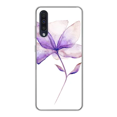 Produktbild von MuchoWow® Handyhülle Schutzhülle Hülle für Samsung Galaxy A30s Blumen - Aquarell - Lila Silikon Softcase Handy Hülle - Karteninhaber