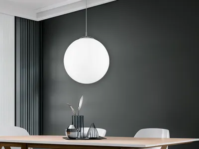 Produktbild von LED Pendelleuchte Glaskugel opalweiß Ø 45cm Küchenlampe hängend über Esstsich