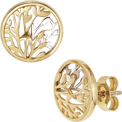 Produktbild von Ohrstecker Ohrschmuck Blumen Diamanten Brillanten 585 Gold gelb/weiß