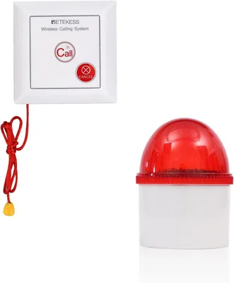Zdjęcie produktu dla System alarmowy Retekess TH103P, system wywoływania alarmowego, hałas 110 dB, system wywoływania z linką, wodoodporny IP54, zasięg 200 m, odpowiedni dla osób starszych, pacjentów