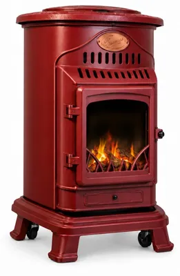 Image de Poêle à gaz Fonte véritable 3.4KW Rouge Chauffage d'appoint au gaz Effet feu de bois Provence Sahara