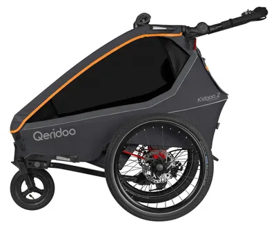 Produktbild von Qeridoo Kidgoo 2 Sport  FIDLOCK Edition- Kinderfahrradanhänger für 2 Kinder, Farbe:Grey