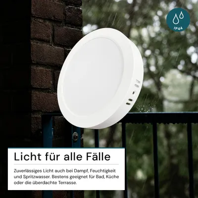 Produktbild von LUXULA LED Deckenleuchte 18 W 3000 K, 4000 K, 6000 K einstellbar in warm-, neutral- und kaltweiß (CCT) weiß IP44