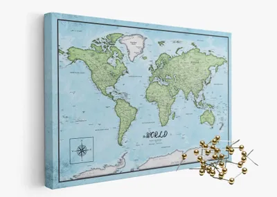 Produktbild von framed concept Weltkarte mit Pinnnadeln Handgefertigte Wanddekoration mit 50 goldenen Pins Einzigartige Geschenkidee