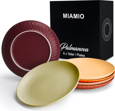 Image de MIAMIO - Set de 6 assiettes collection Palmanova (Magma, 26 cm) en céramique