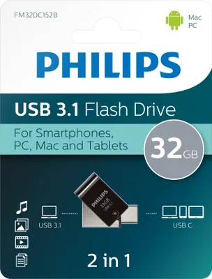 Produktbild von Philips FM32DC152 32 GB USB 3.1 Stick, USB Typ A + USB Typ C