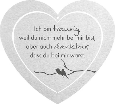 Produktbild von DOLORINO Grabherz aus Edelstahl | wetterfest | mit Spruch "Ich bin traurig"| ca. 17x15cm