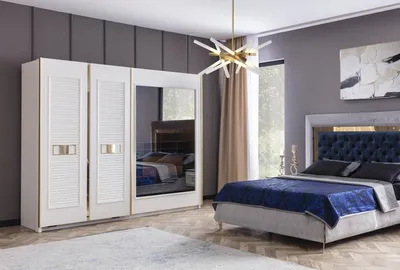 Produktbild von Modern Kleiderschrank Luxus Schrank Holz Schlafzimmer Möbel Design Weiß
