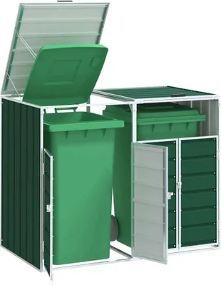 Produktbild von Möbel Mülltonnenbox für 2 Tonnen Grün 144x81x113 cm Stahl4006175