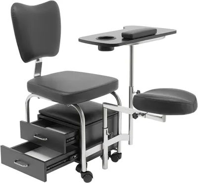 Productafbeelding van Manicure stoel - Nageltafel kruk - Schoonheidssalon werk - Verstelbare hoogte 8 wielen - 48 x 46 x 92 cm