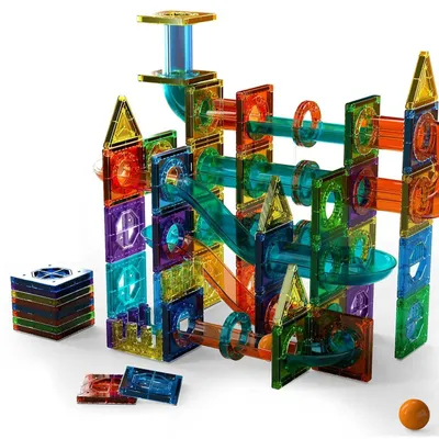 Immagine prodotto di Set di costruzioni magnetiche educative Lebula, grande, 105 pezzi, percorso 3D per bambini