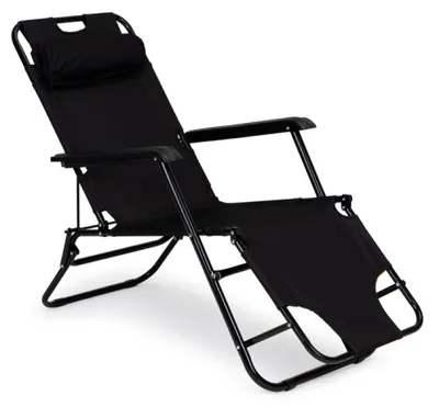 Immagine prodotto di MultiGarden ZRL010: Sedia da giardino pieghevole, 2 in 1, con poggiatesta, colore nero