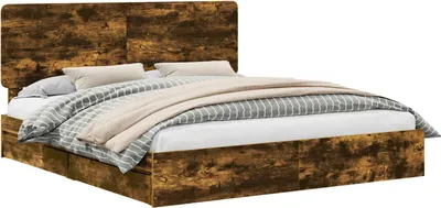 Productafbeelding van vidaXL Opbergbed, gerookt eikenhout, 180 x 200 cm, houtvezel