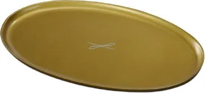Produktbild von Kerzenteller goldfarben, oval 10 x 17cm, satiniert