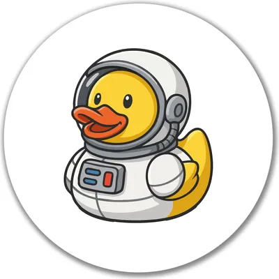 Produktbild von Huuraa Aufkleber Quietscheente Astronaut Gummiente Raumfahrer 10cm rund Sticker Geschenkidee