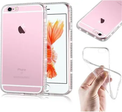Produktbild von Cadorabo Hülle für Apple iPhone 6 / 6S Schutz Hülle in Weiß Case Cover TPU Silikon Strass Handyhülle Etui