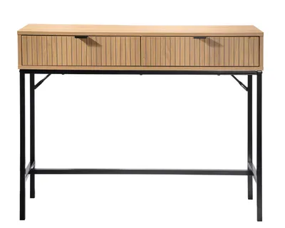 Produktbild von CALICOSY - Konsole 2 Schubladen Front Effekt Holz mit Rillen - L100 x H80 cm