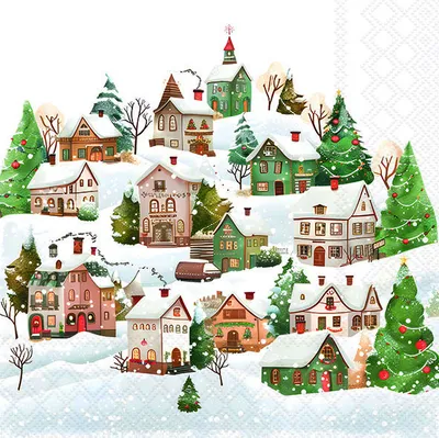 Produktbild von 20 Servietten Winter Village - Niedliche Winterstadt 33x33cm