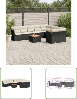 Produktbild von The Living Store 10-tlg. Garten-Sofagarnitur mit Kissen Schwarz Poly Rattan