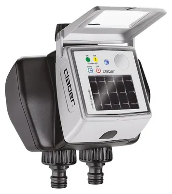 Image de Programmateur d'arrosage Claber Dual Myaquasolar 2 voies, solaire, Bluetooth, 3/4"