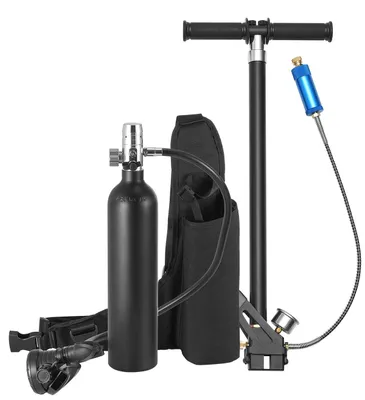 Image de Bouteille de plongée VEVOR Bouteille d'oxygène pour la plongée prend en charge 5-10 minutes de respiration sous-marine, 30 m de profondeur de plongée, réservoir d'air rechargeable avec tuba avec pompe pour l'exploration sous-marine Bouteille de plongée VEVOR Bouteille d'oxygène pour la plongée prend en charge 5-10 minutes de respiration sous-marine, 30 m de profondeur de plongée, réservoir d'air rechargeable avec tuba avec pompe pour l'exploration sous-marine