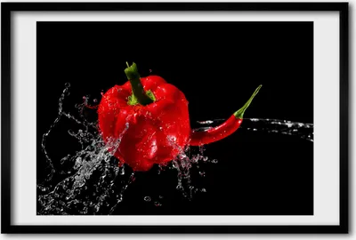 Produktbild von Bild 60x40 MDF-Rahmen, Wandkunst rote Paprika