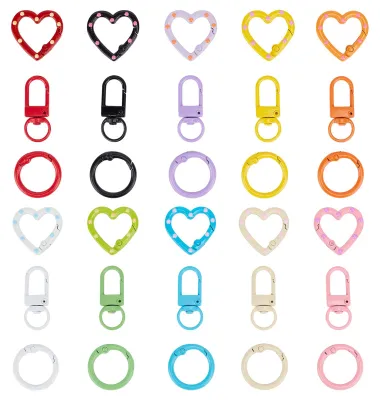Schlüsselanhänger-Set 20er: bunte Karabiner mit Herz-Clips