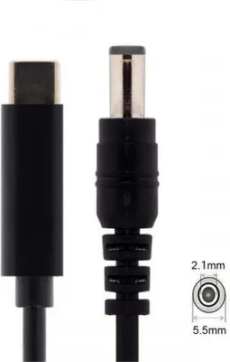 Produktbild von SYSTEM-S USB 3.1 Kabel 145 cm Typ C Stecker zu DC 20 V 5,5 x 1,1 mm Stecker