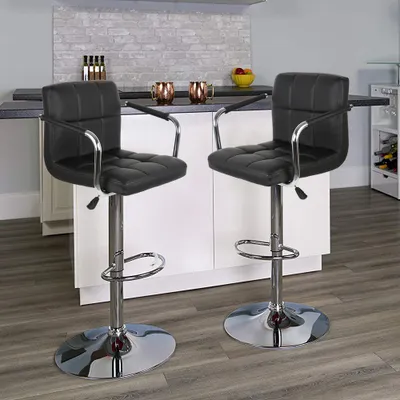Produktbild von JEOBEST® 2er Set Barhocker mit Armlehnen Barsessel Tresenstuhl höhenverstellbar Schwarz