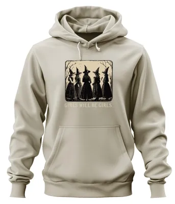 Obrázok produktu pre Dievčatá budú dievčatami Čarodejnice Vintage Halloween Gothic Retro Girls Uni mikina s kapucňou, Nature, S