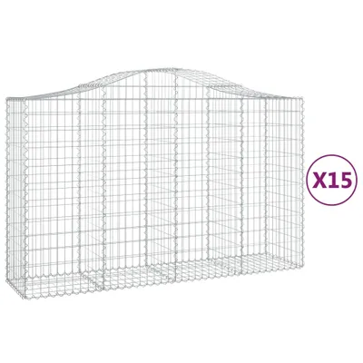 Produktbild von vidaXL Gabionen mit Hochbogen 15Stk. 200x50x120/140cm Verzinktes Eisen