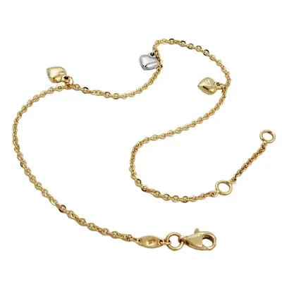Immagine prodotto di Cavigliera, ancora con 3 cuori, ORO 9ct 25cm