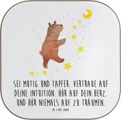 Produktbild von Mr. & Mrs. Panda Tischuntersetzer Mutig zu sich selbst stehen - Weiß - Geschenk, Untersetzer Glas, Stärke, Selbstbewusstsein, Trost, Zuversicht, Coaster, Inspiration