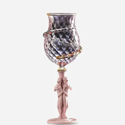 Produktbild von Casa Padrino Luxus Barock Weinglas Rosa / Gold Ø 9 x H. 27 cm - Italy