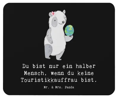 Produktbild von Mr. & Mrs. Panda Mauspad Touristikkauffrau Herz - Schwarz - Geschenk, laptop mousepad, pc, Mouse Pad, mousematte
