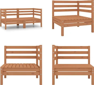 Produktbild von vidaXL Garten Ecksofas 2 Stk. Honigbraun Massivholz Kiefer - Ecksofa - Ecksofas - Holz Ecksofa - Holz Ecksofas