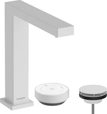 Immagine prodotto di Mitigeur monocommande de lavabo hansgrohe Tecturis E 150, 2 trous, garniture de vidage non obturable, portée 158 mm, EcoSmart+, CoolStart, 73053700, 73053700