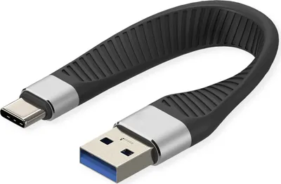 Produktbild von ROLINE USB 3.2 Gen 2 Silikonkabel, C-A, ST/ST, 10Gbit/s, Emark, schwarz, 11 cm