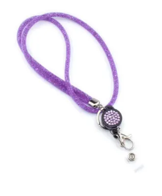 Produktbild von 1x LILA Schlüsselband Umhängeband Lanyard & Ausweisjojo Zipper & Karabinerhaken Ausweise Autoschlüssel Zugangskarten Bling Kristalle