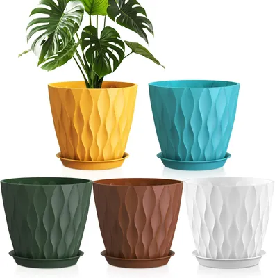 Imagen del producto de Macetas de colores, 20 cm, juego de 5 unidades, para uso interior y exterior