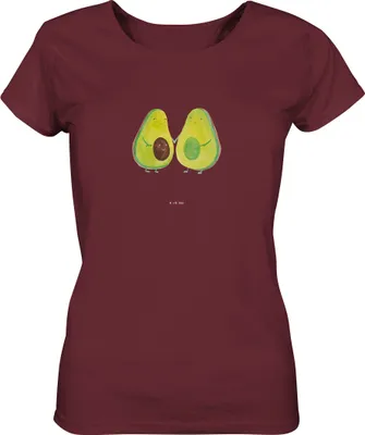 Produktbild von Mr. & Mrs. Panda Damen Kurzarmshirt Avocado Pärchen Größe M - Burgundy - Geschenk, Damenshirt, Avocados, Kinder, T-Shirt, shirt, Baumwoll, für Frauen, Familie, Oberteil