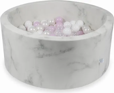 Produktbild von Trockenbecken 90x40 Marmor mit Kugeln 300 Stück: Hellrosa Perle, Weiß, Transparent, Perle