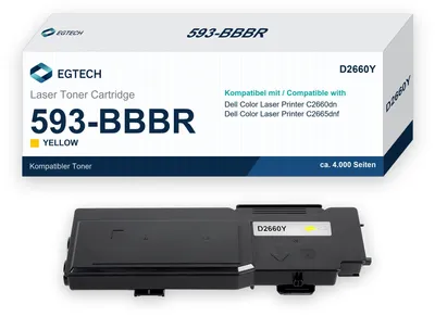 Produktbild von Toner kompatibel mit Dell 593-BBBR Gelb Color Laser Printer C2660dn C2665dnf