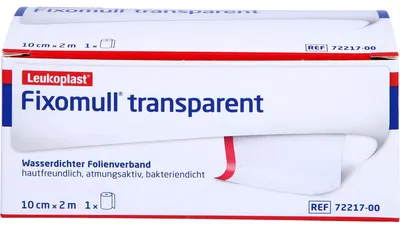 Produktbild von Fixomull transparent 2 m x 10 cm zur wasserdichten vollflächigen Fixierung von Wundauflagen, 1 St. Packung