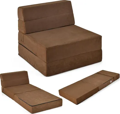 Obrázek produktu pro COSTWAY rozkládací pohovka 3 v 1, skládací matrace, extra silná pěna (15 cm), rozkládací pohovka, podlahová matrace, skládací matrace, 190 x 71 x 15 cm (hnědá)